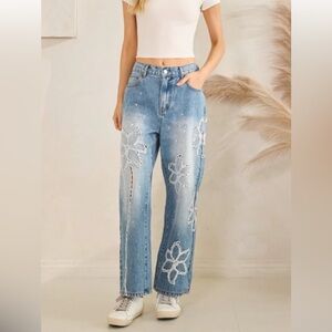 Oli & Hali Blue Floral Women Jeans